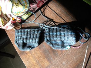 Love that Sportweight yarn for making size 13 socks in a jiff!